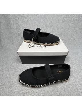 Haute Hippie Womens 9 Black Canvas Espadrilles Boho Prairie Folk Chic Shoes